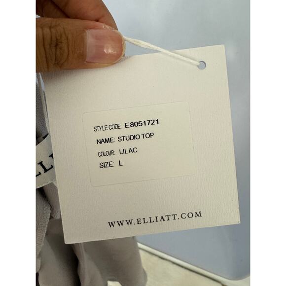 Elliatt Studio One-Shoulder Lilac Gray Bow Top Size L NWT - Picture 6 of 6